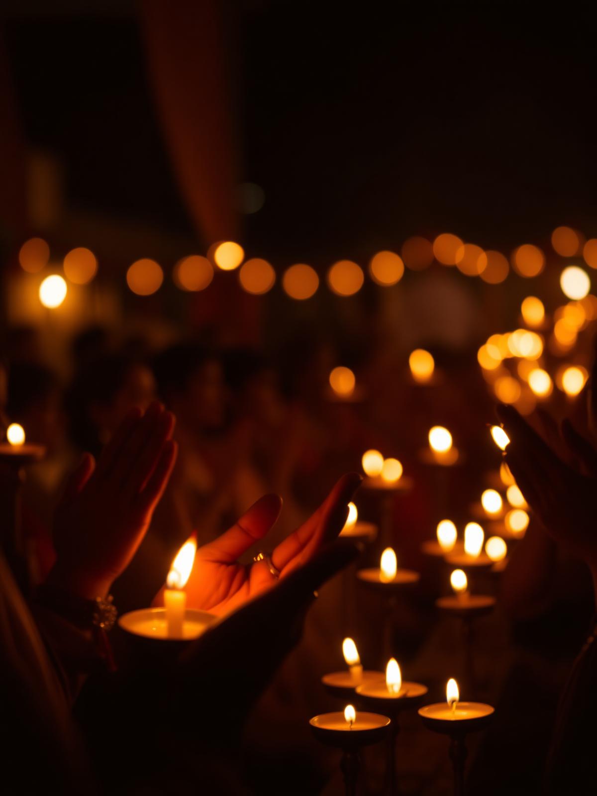 Candlelit devotional gathering
